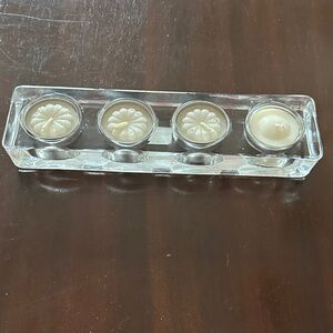 Crate and Barrel glass four tealight holder